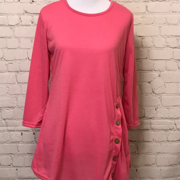 Tops - Button Accent Pink Top Tops - Button Accent Pink Top